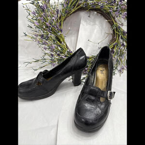 Hot Cakes 90s Y2K Black Shoes Women Sz 10  Platform Loafer Heels Strap The Craft